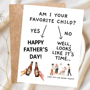 Funny Father’s Day Card, Am I Your Favorite Child Card, Nursing Home Humor Card for Dad, Sibling Rivalry Greeting Card, Handmade Dark Humor Dad Card, Funny Fathers Day Gift from Kids, Viral TikTok Dad Joke Card, Trending Fathers Day 2026 Card