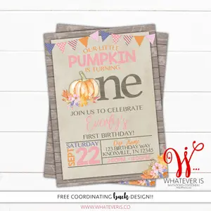 Our Little Pumpkin 1st Birthday Invitation | Rustic First Birthday Invitation | First Birthday | Rustic Pumpkin Birthday | Pumpkin Floral