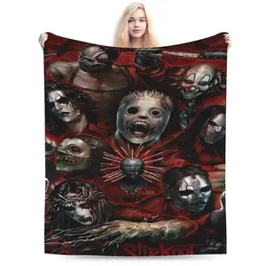 Slipknot The Masked Metal Ensemble Plush Throw Blanket - Soft Flannel with Vibrant Band Member Masks Design, All-Season Cozy Gift for Home, Office, Birthdays, Easter & Valentine’s Day, Rock And Roll Blankets 122
