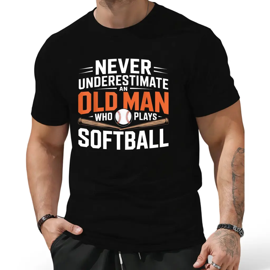 Men's Senior Softball Never Underestimate Old Man T-Shirt