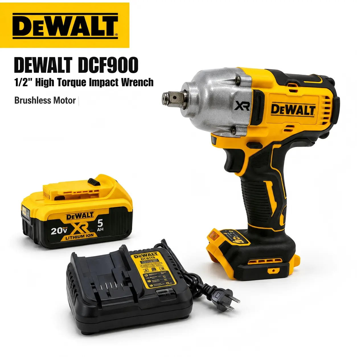 DEWALT DCF900 High-Torque  Wrench - 900N.m Power, Ideal for Truck Lug Nuts, Machinery Maintenance bolt extractor kit multi tool brushless impact, Heavy Duty Torque, Impact Driven Wrenches variable speed controller