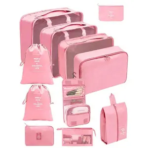 11pcs Portable Travel Storage Bag Set - Organize Your Clothing, Shoes, And Underwear With Ease - Perfect For Luggage And Suitcase Packing Slogan Graphic Travel Storage Bag