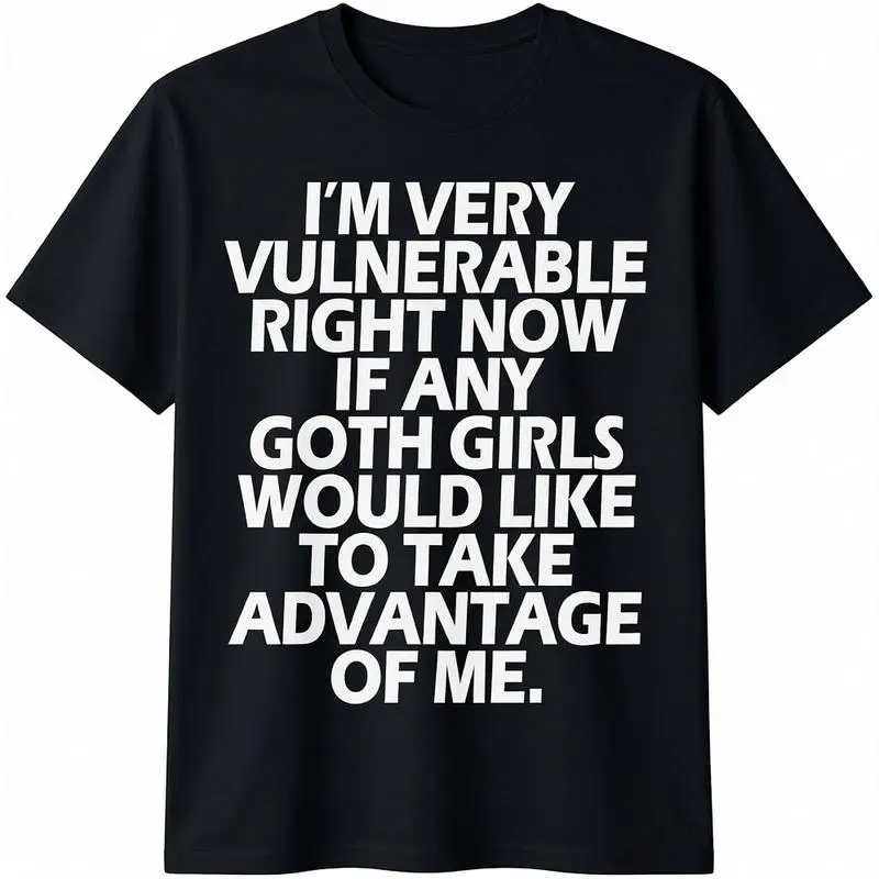Men's Heavy Weight Graphic Print Tee Featuring 'I'm Very Vulnerable' Funny Slogan, Durable Round Neck Top