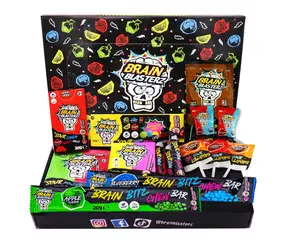TREAT Sour Candy Variety Pack, Vegan Candy, Sour Chew Bar, Halal Candy, Sour Candy Gift Box w/ 15 pcs (13oz), Unique Candy Variety Pack, Lollipop, Sour Powder, Taffy, Halloween Candy