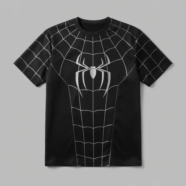 Black Symbiote Spider Soccer Jesey | Dark Spider Graphic Soccer Jesey | Unisex Metallic Web Printed Short Sleeve Jesey| Streetwear Fan Gift Outfit