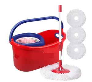 Spin Mop and Bucket System with Wringer Set for Floors Red