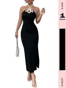 Women's Split Back Slit Sequin Shiny Bodycon Tube Sleeveless Dress, Elegant Evening Gown, Perfect for Parties and Special Occasions, Stylish and Comfortable