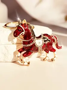 Horse Keychain, Sparkling Water Brick Car Key Ring, Women's Handbag Accessory, Unique Valentine's Day Gift, Horse Keychain