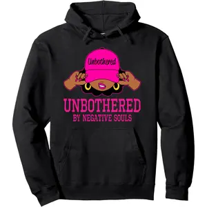 Women's Unbothered Sassy Afro Queen Graphic Hoodie - Black Long Sleeve Pullover Regular Fit |   Soft & Breathable Fabric, Durable Print, Everyday Comfort, Machine Washable, casual hoodie urban streetwear
