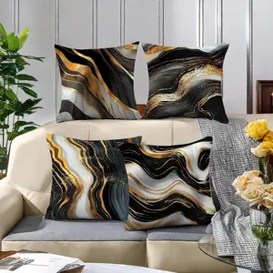 Abstract Line Pattern Cushion Cover, 4 Counts/set Square Throw Pillow Cover, Household Decoration Supplies for Home Living Room Bedroom, Home Textile