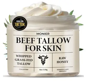 Tallow and Honey Balm for Face, Moisturizer with 100% Organic Grass-Fed Beef Tallow & Raw Wild Honey Unscented