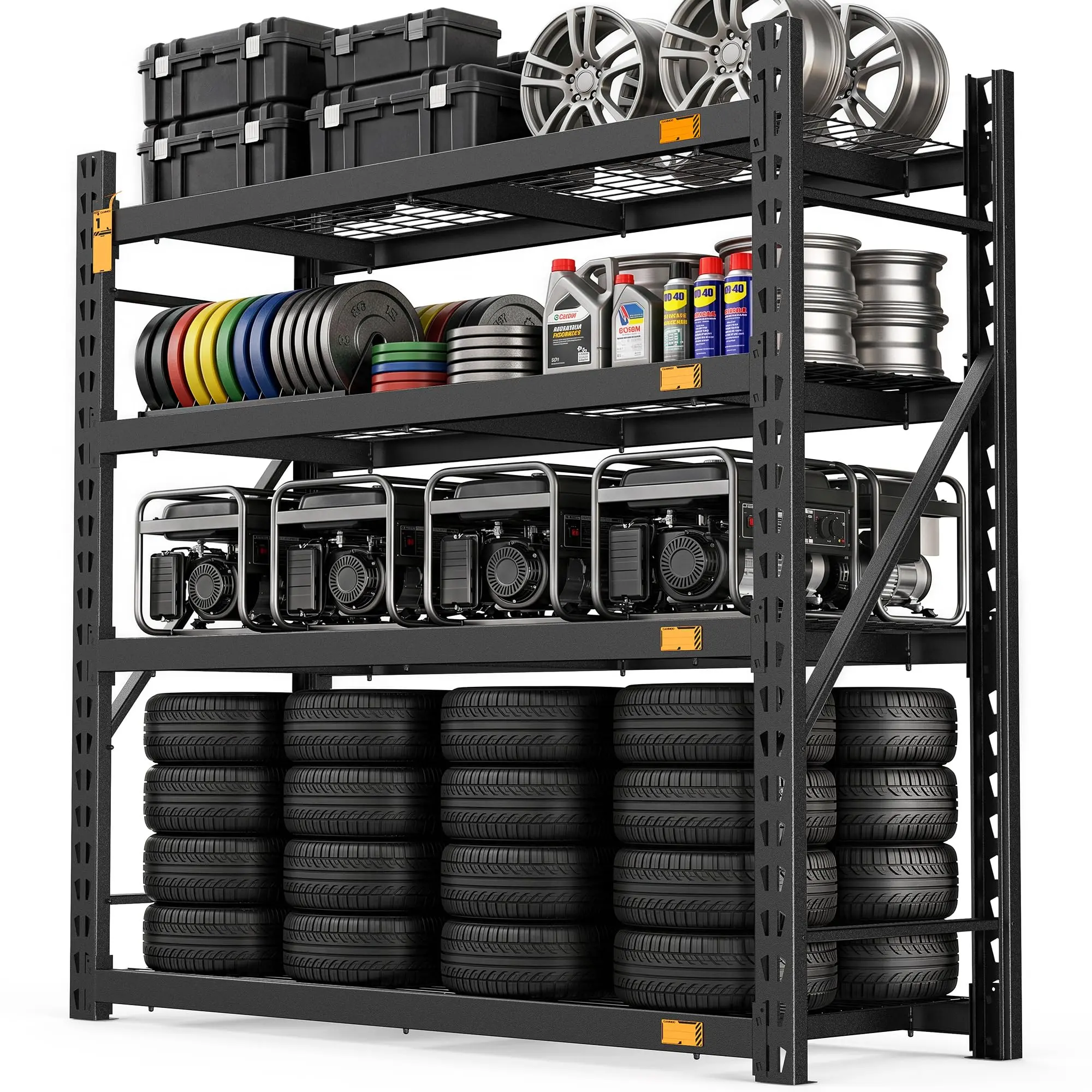 CAMMOO 61''W Storage Shelves, 6000LBS Metal Garage Shelving Unit with Magnetic Label, Upgraded Structure, Solid Steel Industrial Rack, Easy Assembly for Warehouse,Basement, 61''W x 24''D x 72''H