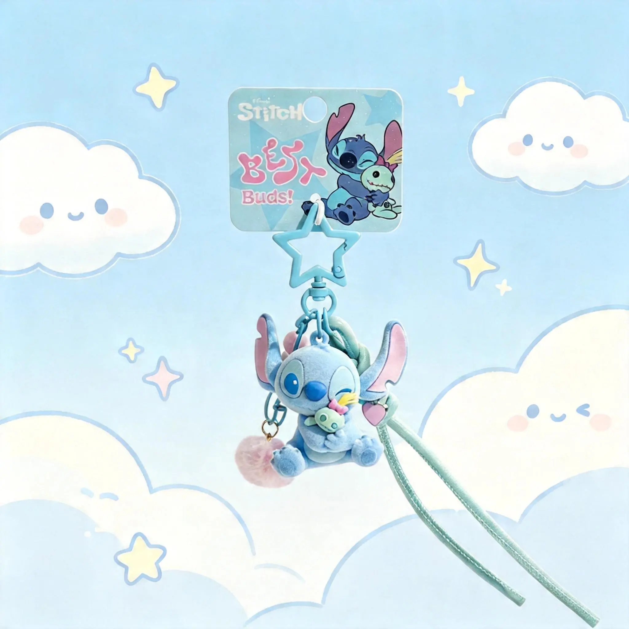 [Back to school] Disney Stitch Series Flocked Hugging Scrump Plush Charm - Cute Anime Handbag Purse Charm, Casual Fashion Accessory, Collectible Fan Gift, Ideal Birthday Present, Handbag Charms