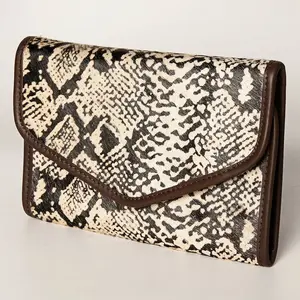 LC-ADBGA250C Hair-On Leather Jewelry Wallet with Black & White Snake Print