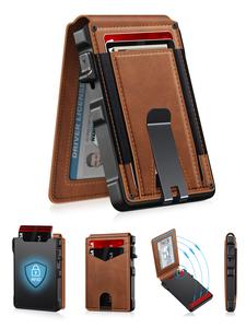 Men's Slim Minimalist Wallet - Holds 9-13 Cards, with Money Clip & ID Window, RFID Blocking Pop-Up Card Holder, Aluminum Metal Bifold, Rfid Card Slots, Card Covers