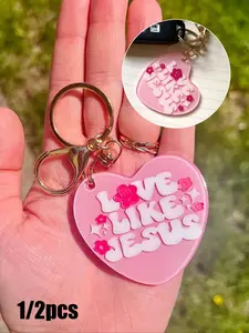 Love Like Jesus Keychain - Heart-Shaped Keychain - Stainless Steel - Perfect Gift for Religious People and Christians - Backpack Accessory, Key Ring, Wallet, Car Key Pendant, Handbag Charm, Wallet Pendant, Keychain For Bags