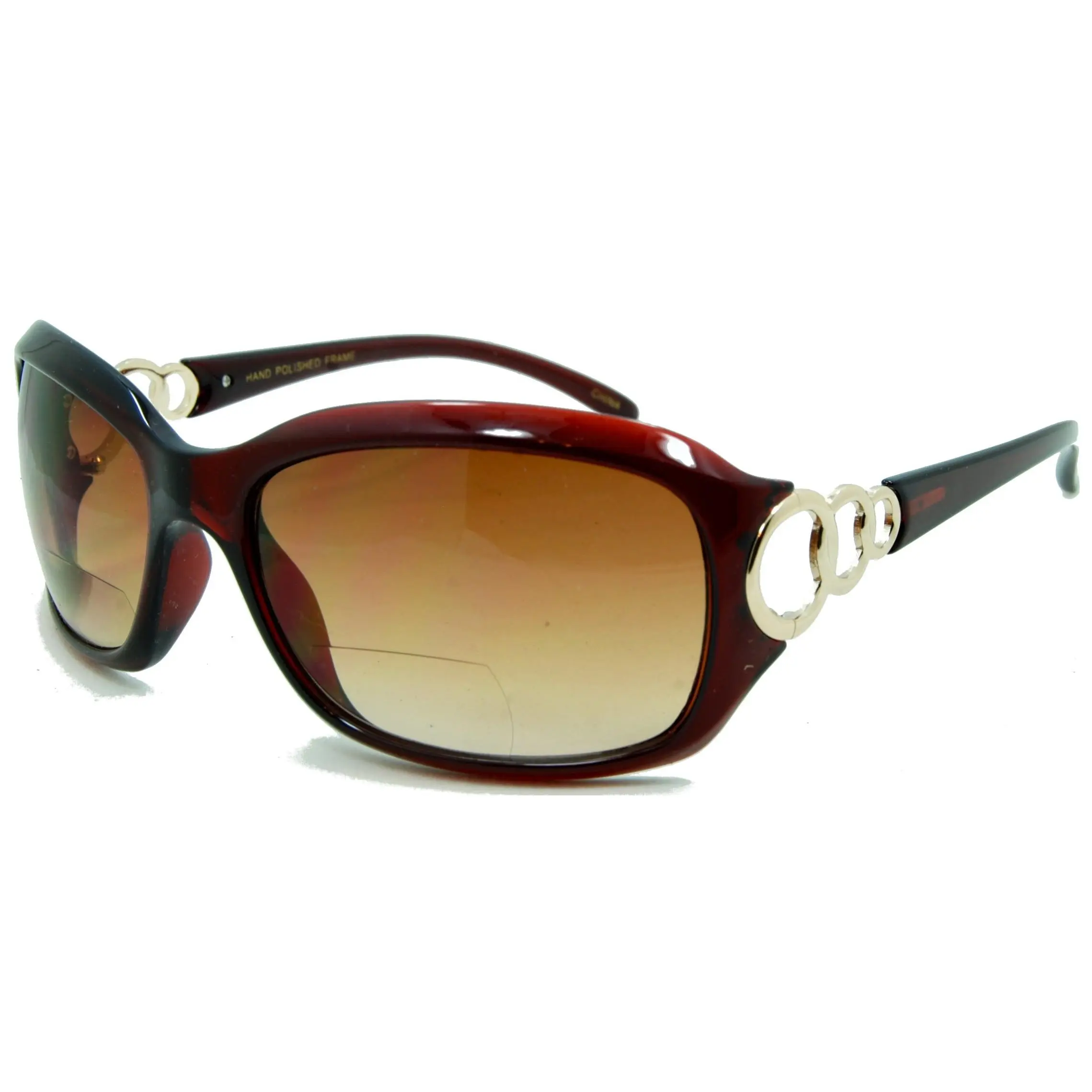 Circle Power Nearly Invisible Line Bifocal Sunglasses – Italian Design Large Frame Sun Readers for Women