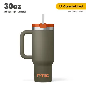 RTIC 40 oz Ceramic Lined Road Trip Tumbler, Leak-Resistant Lid with Straw, Trailblazer