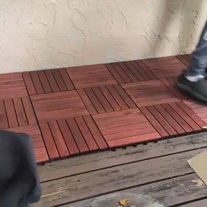 PrimeZone Hardwood Deck Tiles - Acacia Wood, 12"x12"x1", 3x Pine Durable Interlocking, 1-hour DIY Setup 1hr DIY Transform, for Balcony Patio, Indoor Outdoor Flooring, 9/27pcs