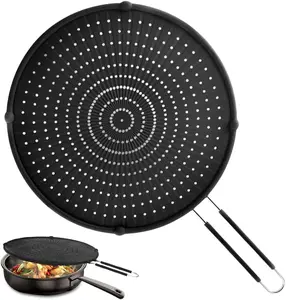 Grease Splatter Guard for Frying Pan – Heat-Resistant Silicone Splatter Screen – Dishwasher Safe & Non-Slip for Stovetop Cooking Cookware Kitchenware