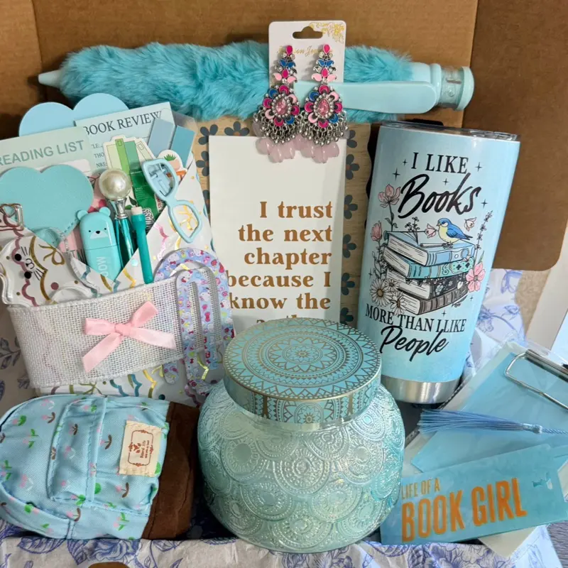 Blind Date with a Book Gift Set, Blue Book Lover Gift, Mystery Book Bundle, Cute Reading Gift Set, Birthday Gifts For Her, Blue Gift Bundles