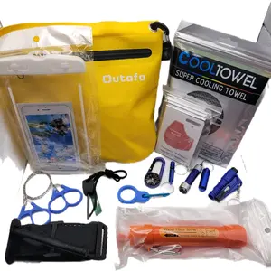 Outdoor Essentials Bundle Dry Bags, Waterproof Phone Case, Compass, Mylar Blanket, Flashlight, and More - Includes Various Accessories