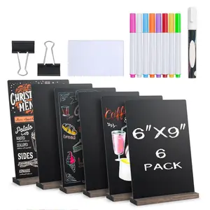 6Pcs Mini Chalkboard Signs, 6 x 9 Inch Vintage Tabletop Chalk Board Sign with Base Stands - Double Side Mini Menu Boards Small Food Signs for Party Buffet Wedding Bar and Restaurant - Home Improvement.