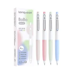 Retractable gel pen set, simple and stylish CS tip quick-drying carbon ink pen for students, black gel pen, 4-piece box set