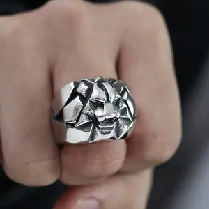 1pc Retro Fashion Creative Lion Head Design Stainless Steel Men's Ring, Daily Party, Gift Jewelry for Men
