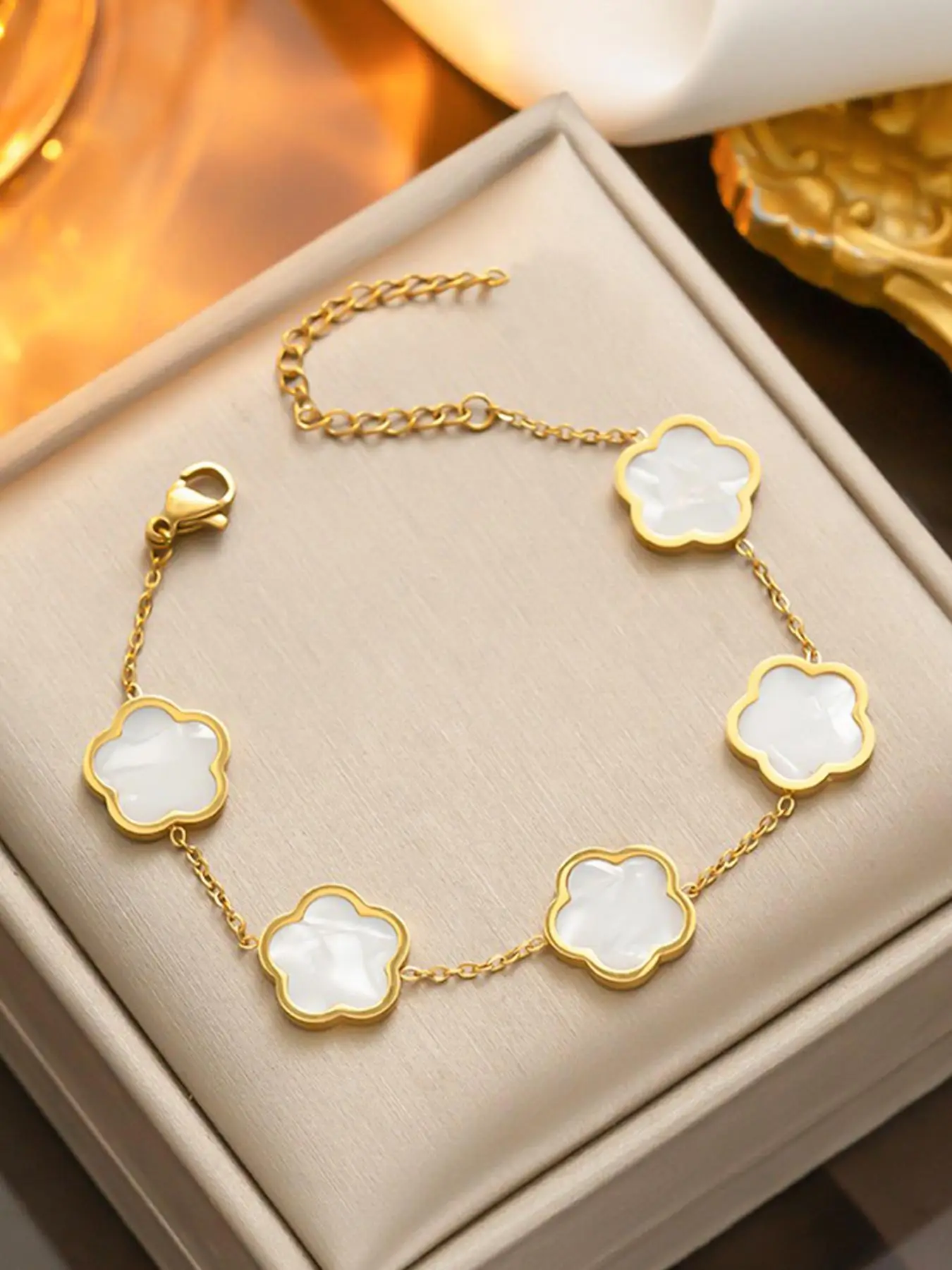 Fashion Flower Design Link Bracelet, Casual Simple Chain Matching Jewelry for Women & Girls, Elegant All-match Fashion Accessories for Daily Wear