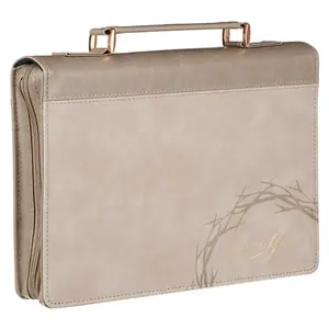 Amazing Grace Taupe Crown of Thorns Faux Leather Fashion Bible Cover - Isaiah 53:5 outdoorfun