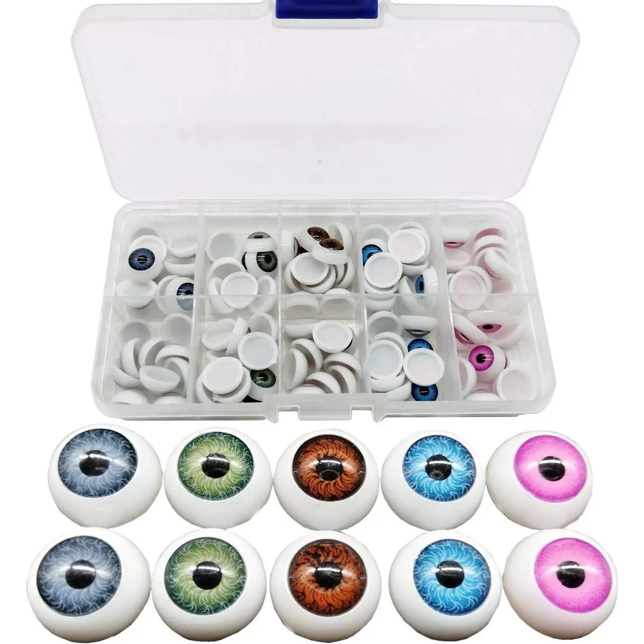 12mm Half-Round Hollow Acrylic Doll Eyeballs, Bubble-Free, 100pcs/Box, DIY Material & Kits for Doll Crafts, Halloween Makeup Tools