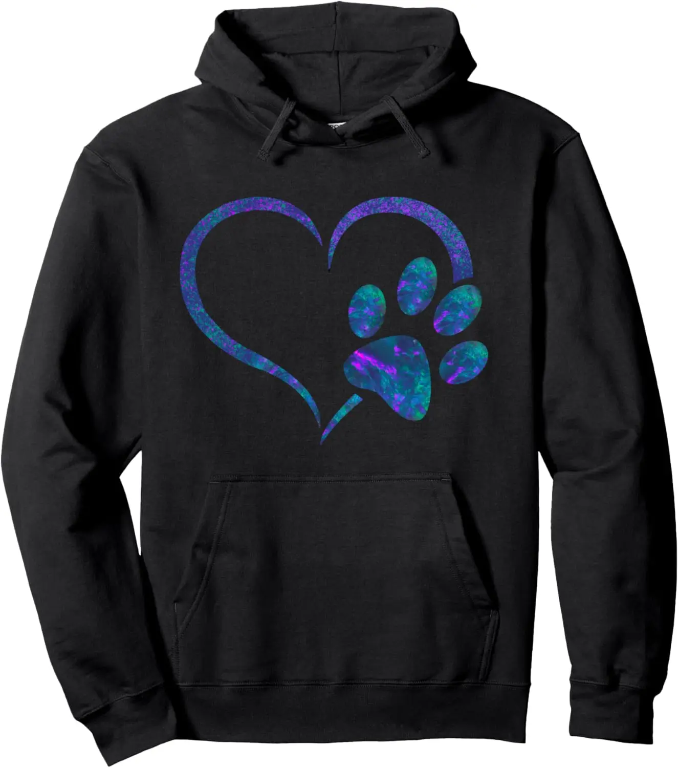 Cyan Blue Violet teal Dog Paw Print heart For Dogs Lover Pullover Hoodie