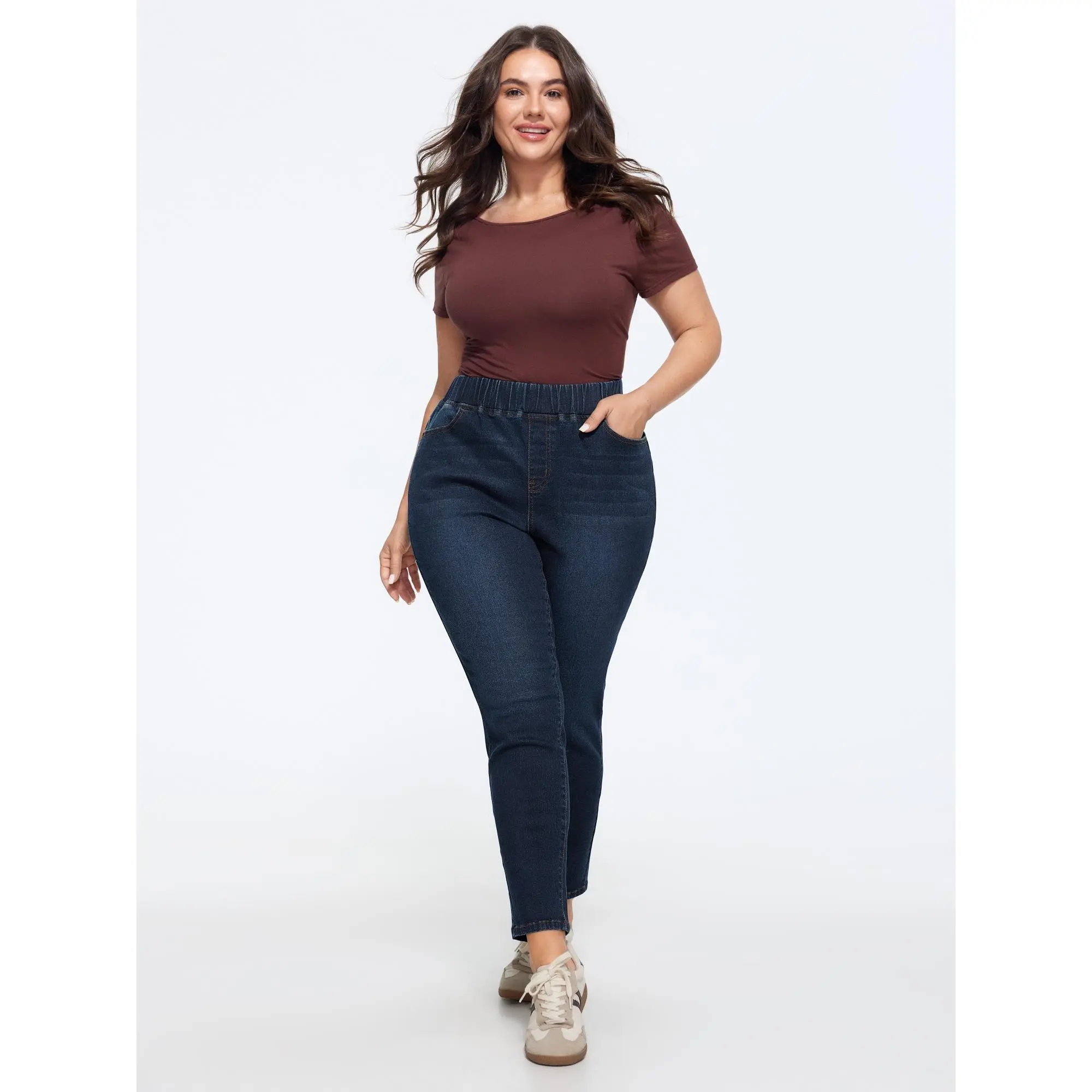 BloomChic Plus Size Stretch Pull‑On Pockets Jeans[M-6X] Back To School,Spotlight Day