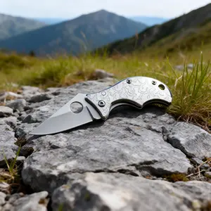 3Cr13 Etched & Sandblasted Folding Knife - 2.5mm Thick Blade, 45mm Edge, 115mm Total Length with 2Cr13 Handle