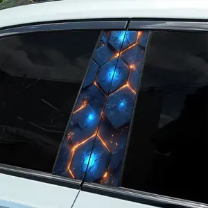 2 pieces of B-pillar cyber energy crystal theme sticker, Car Stickers, waterproof and scratch resistant, suitable for all models - Audi, Honda, Mitsubishi, Ford, Volkswagen, BMW, Opel, Peugeot; Sedans, SUVs, MPVs, Sticker For Cars