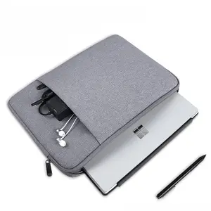 Waterproof Oxford Cloth Laptop Sleeve Bag for 13/14/15/16 Inch MacBook Pro/Air, Surface Pro, iPad Pro 12.9", Shockproof Protective Case with Front Pocket, Zipper Closure, Multi-Functional Storage Bag for Laptop & Tablet