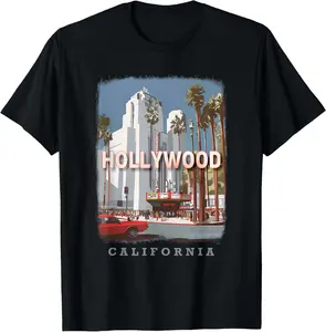 Hollywood California Los Angeles CA Hollywood Icons SD915 Summer Casual Shortsleeve Cotton T-Shirt