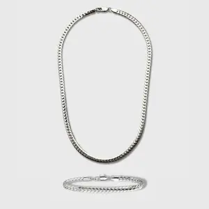 Miami Cuban Link Chain + Bracelet (Silver) - 5mm