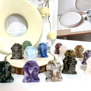 Halloween 4CM Gravestone Crystals 8 Counts Green Aventurine Pink Tiger Eye Jasper and More Healing Crystal for Home Decoration From IG Crystal