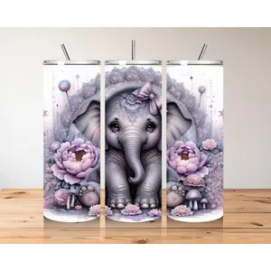 Whimsical Baby Elephant Tumbler - Customizable Magical Drinkware