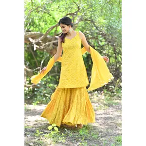 Yellow Rose Sharara Set