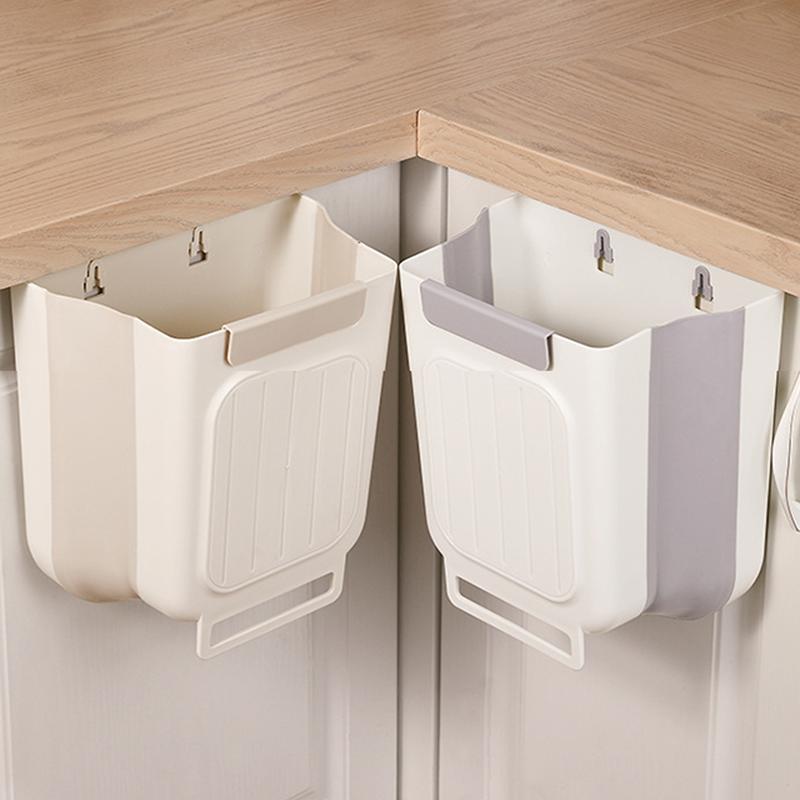 Foldable Hanging Kitchen Trash Can for Cabinet Door, Collapsible Small Garbage Bin for Under Sink, Space Saving Waste Basket for RV, Kitchen & Office, Essential Household Items