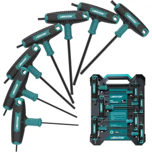 T Handle Wrench Set, T-Handle Torx Key Set, Two-tip, T10-T40, Suitable for Torx Screws, Auto Bike Repair Tool, 7-Pieces with Box