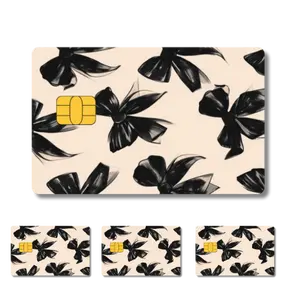 Black & White Aesthetic Credit Card Skin Monochrome Debit Card Decal with Cute Bow Heart Checkerboard Vinyl Sticker Minimalist Bank Cover for Stylish Card Enthusiasts