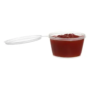 EcoQuality 3 Oz Leak Proof Plastic Condiment Souffle Containers with Attached Lids - Portion Cup with Hinged Lid Perfect For Sauces, Samples, Slime, Jello Shot, Food Storage & More! (300)