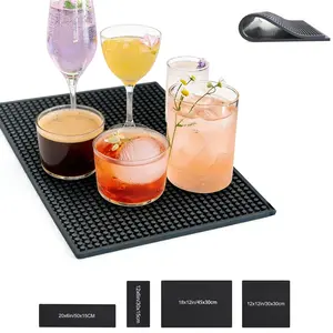 Bar Service Mat,Rubber Bar Mats,  Rubber Salon Mat Large Square Flexible PVC Kitchen Drink Service Mats, Non-Slip Heat Resistant Heavy Duty Dish Drying Pad Rectangle Waterproof Drip Mats