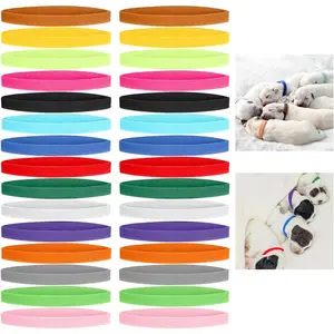30 Pcs Puppy Whelping Collars Adjustable Newborn Puppy ID Bands Puppy Litter Collars for Dog Kitten & Newborn Pet 15 Colors