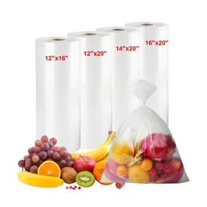 SJAPCK 1 Roll Clear Plastic Produce Bag on a Roll for Food Fruits Vegetable Storage Bags 12" x 20", 12" x 16", 14" x 20", 16" x 20", 0.5 mil thick Organiser