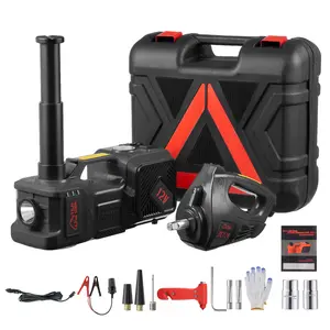 TANLOOK Home Portable Vehicle-Mounted Electric Jack, 5-Ton Hydraulic Car Jack with Built-In Air Pump and LED Light, Multi-Functional Tire-Changing Gear for SUVs and Off-Road Vehicles